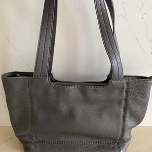 THE SAK De Young Pebbled Slate Gray Leather Hobo Tote Supple Shoulder Bag